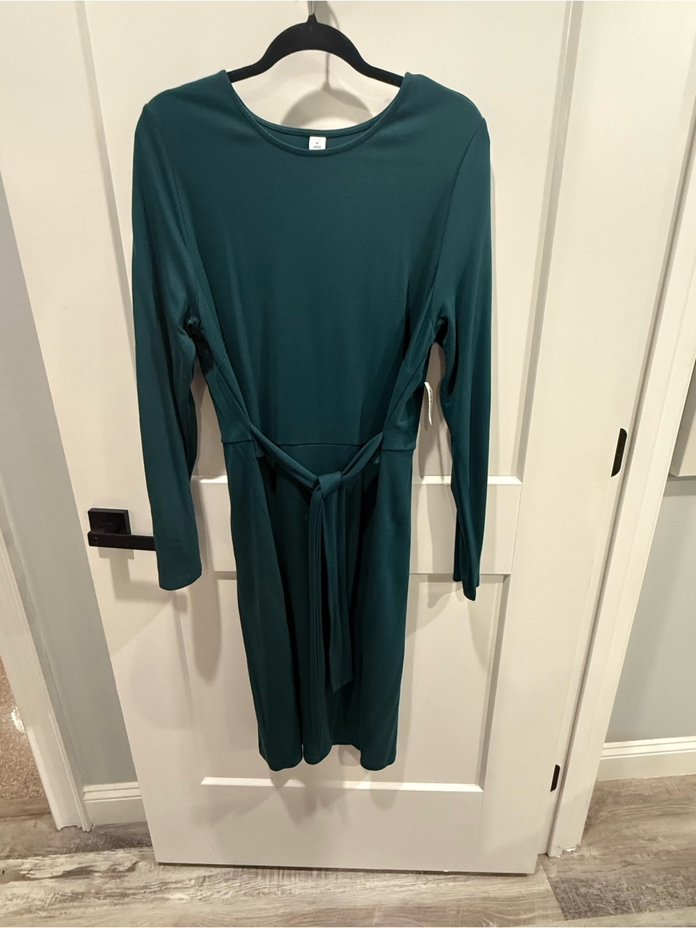Old Navy Teal Long-Sleeve Tie-Waist Midi Dress